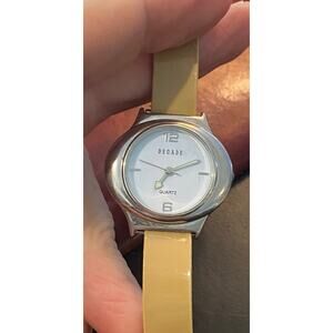 Women's 30mm Silver Tone Decade Watch, Beige Strap